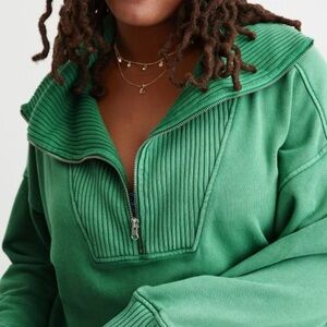 Aerie Down-To-Earth Quarter Zip Sweatshirt